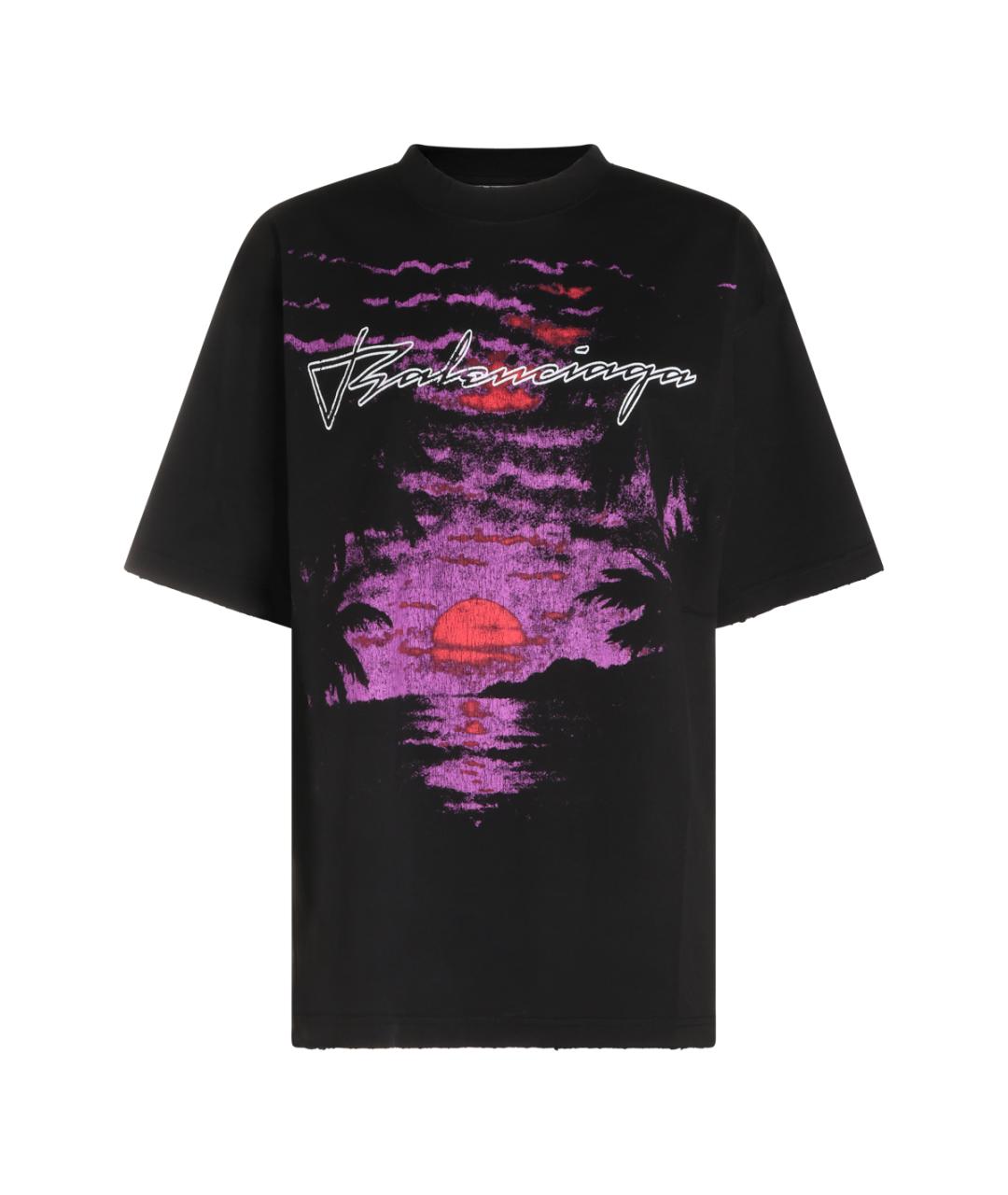 BALENCIAGA Черная хлопковая футболка, фото 1