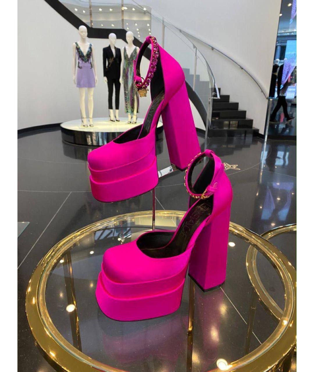 VERSACE Розовые текстильные босоножки, фото 2