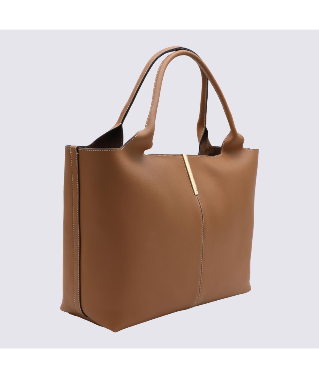 TOD'S Коричневая кожаная сумка тоут, фото 4