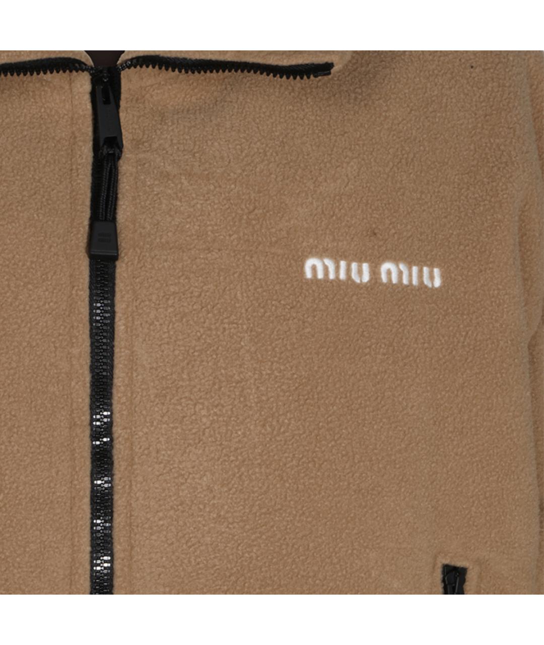 MIU MIU Бежевая полиэстеровая куртка, фото 6