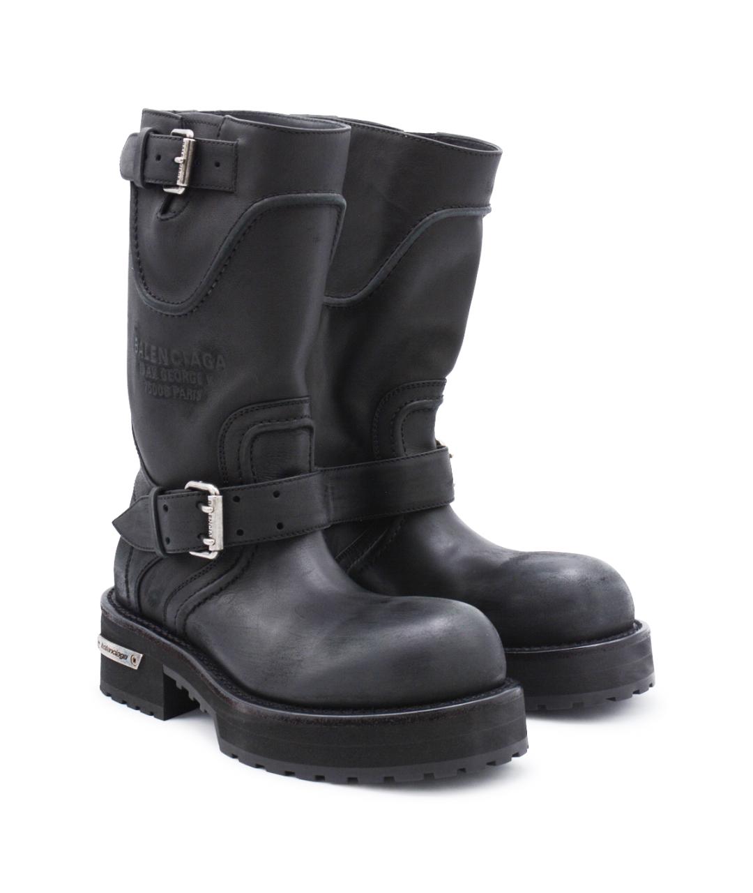 BALENCIAGA Черные кожаные сапоги, фото 3