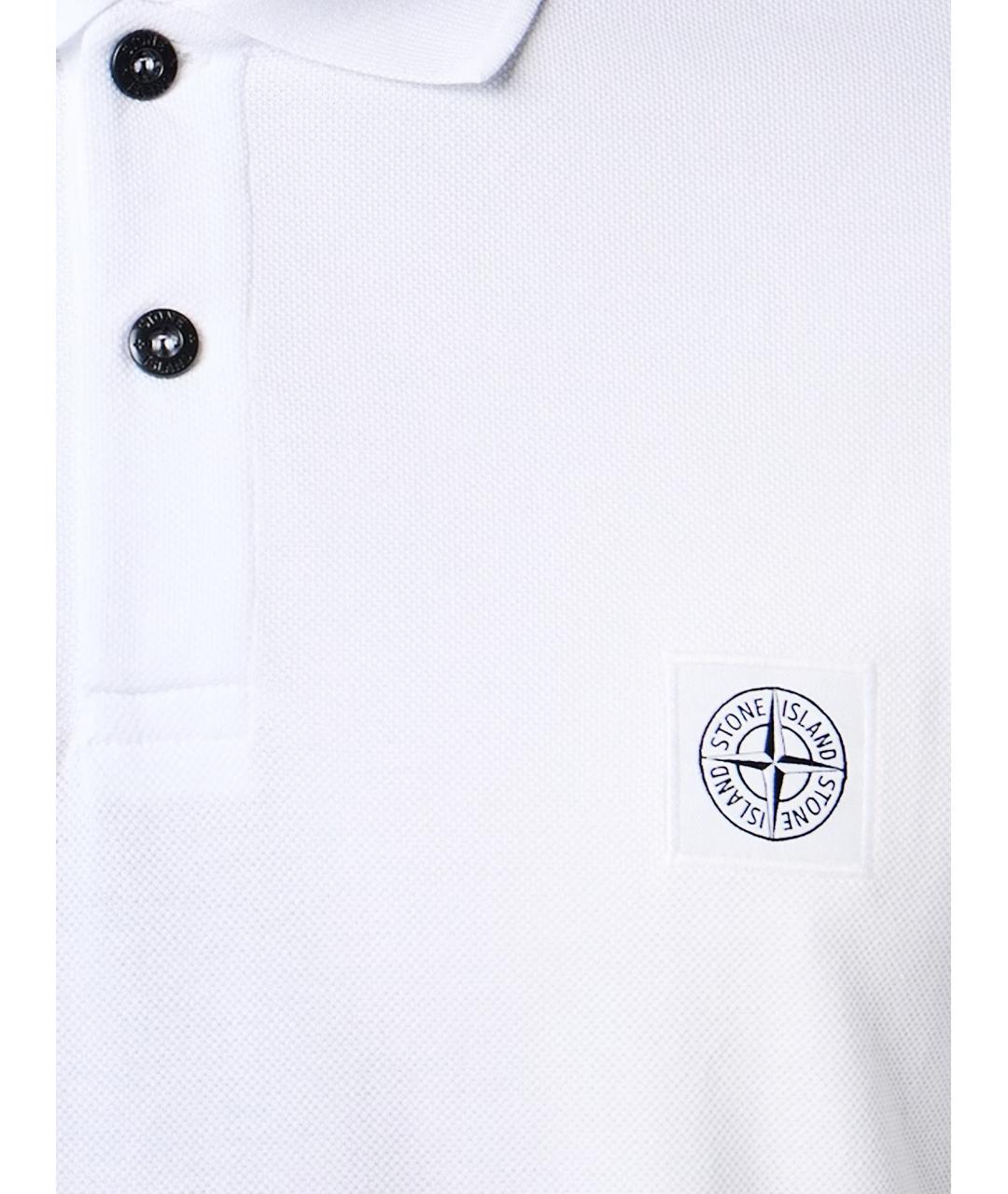STONE ISLAND Белое хлопковое поло с коротким рукавом, фото 3
