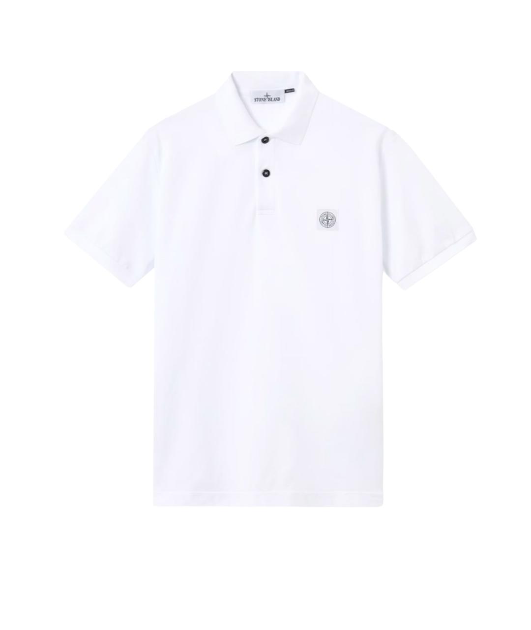 STONE ISLAND Белое хлопковое поло с коротким рукавом, фото 1