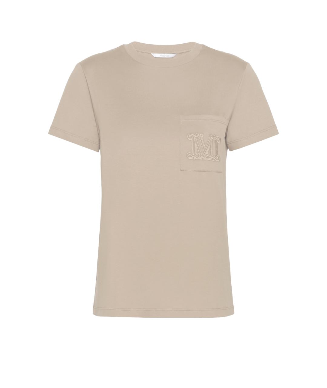 MAX MARA Бежевая хлопковая футболка, фото 1