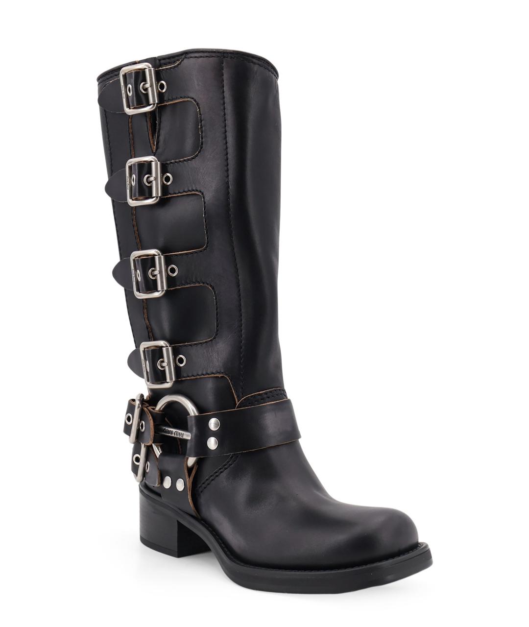 MIU MIU Черные кожаные сапоги, фото 2