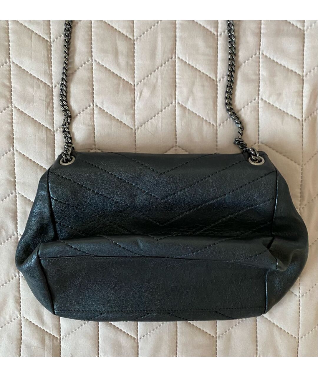 YVES SAINT LAURENT VINTAGE Черная кожаная сумка с короткими ручками, фото 7