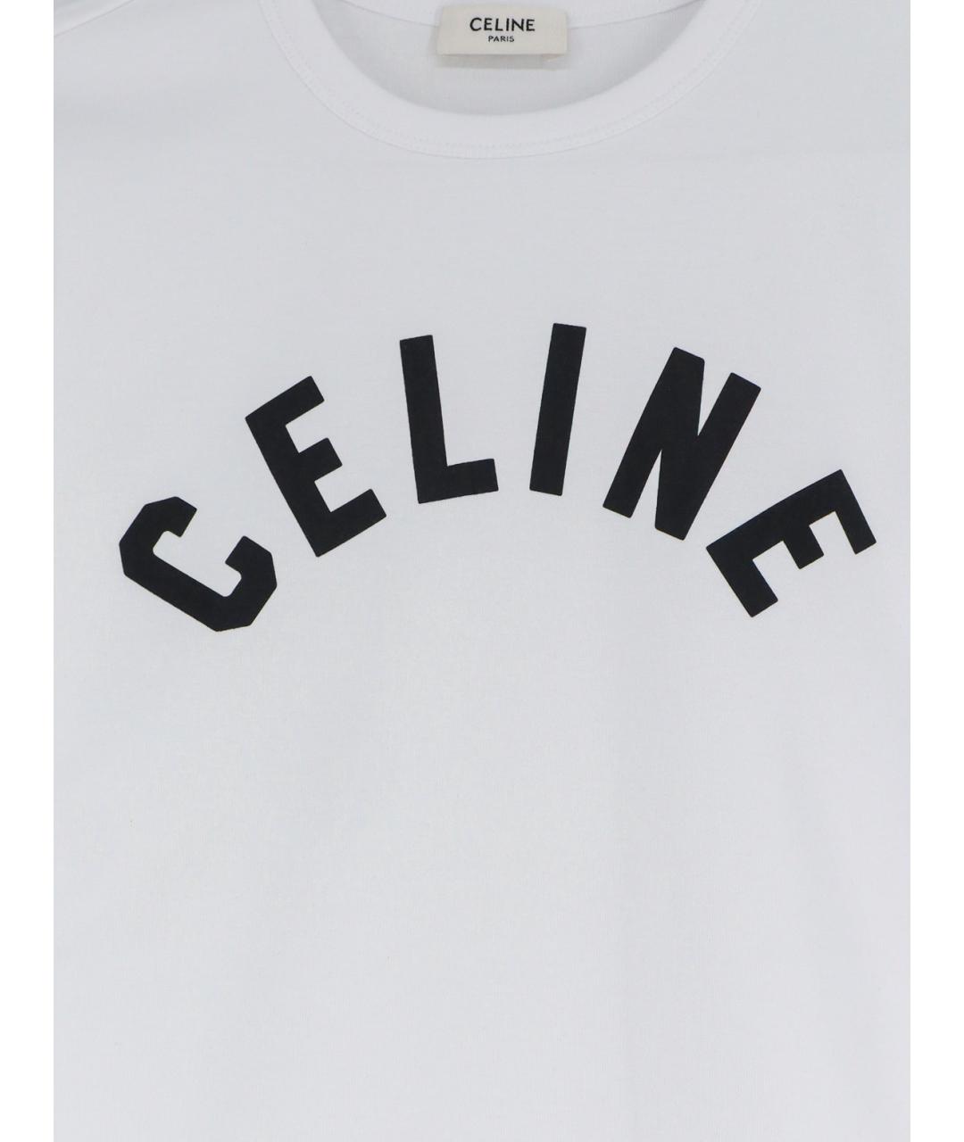 CELINE Белая хлопковая футболка, фото 3