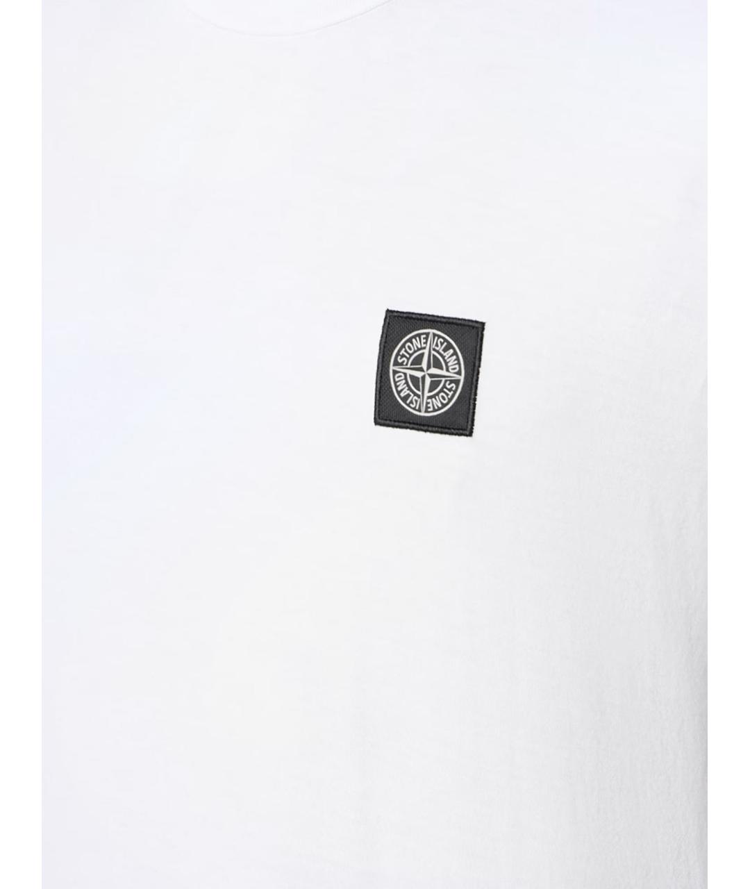 STONE ISLAND Белая хлопковая футболка, фото 3
