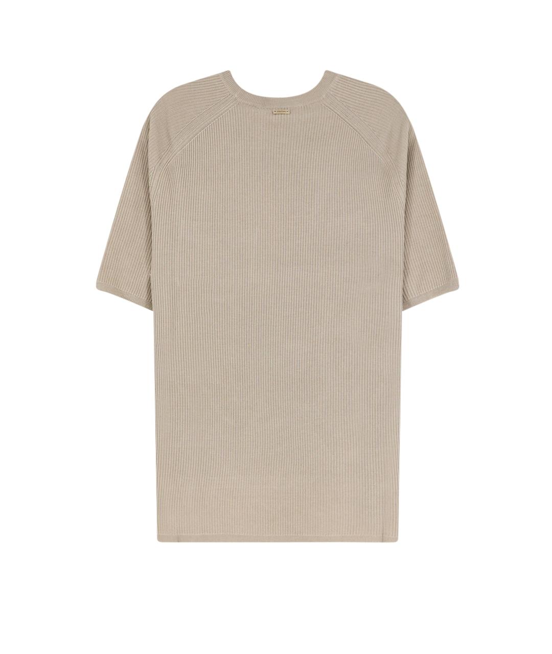 MAX MARA Бежевая шелковая футболка, фото 2