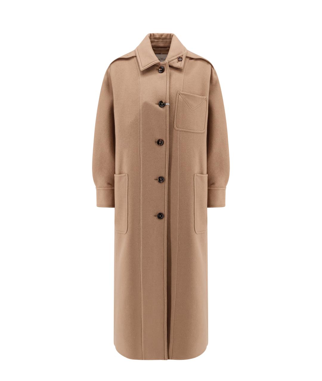 MAX MARA Коричневое шерстяное пальто, фото 1