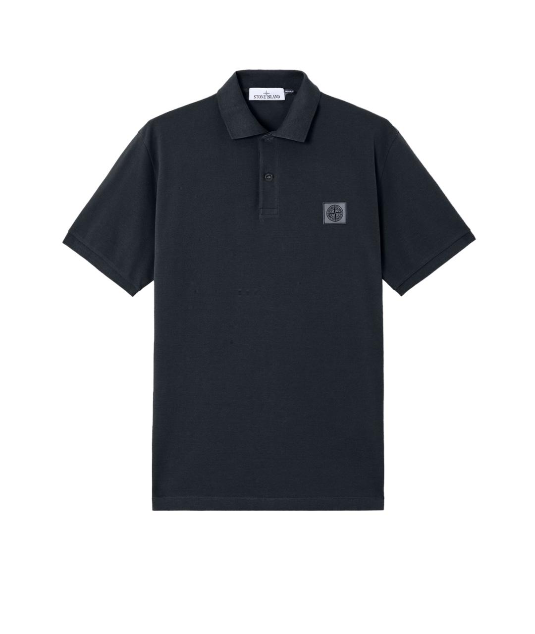 STONE ISLAND Темно-синее хлопковое поло с коротким рукавом, фото 1