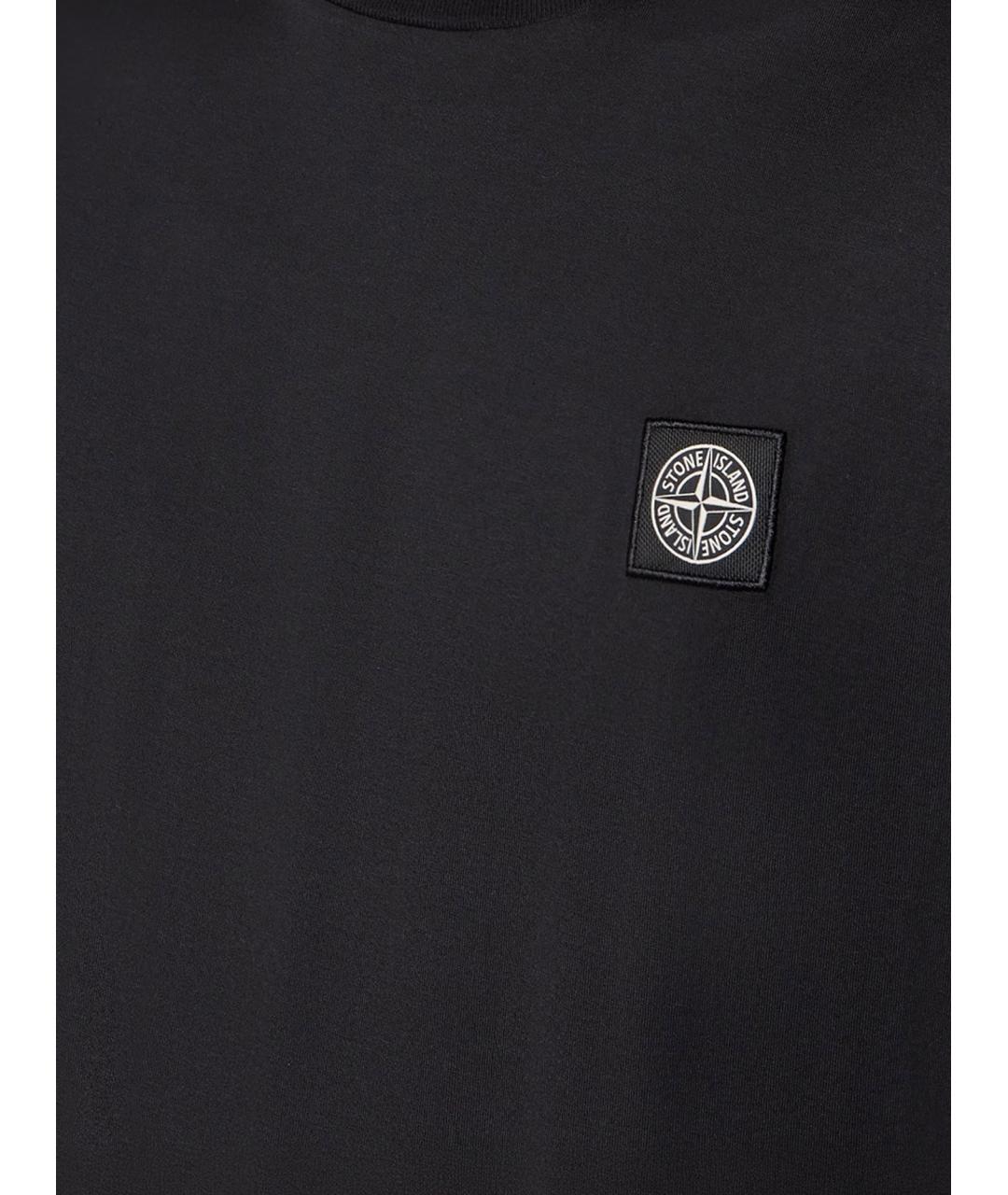 STONE ISLAND Черная хлопковая футболка, фото 3