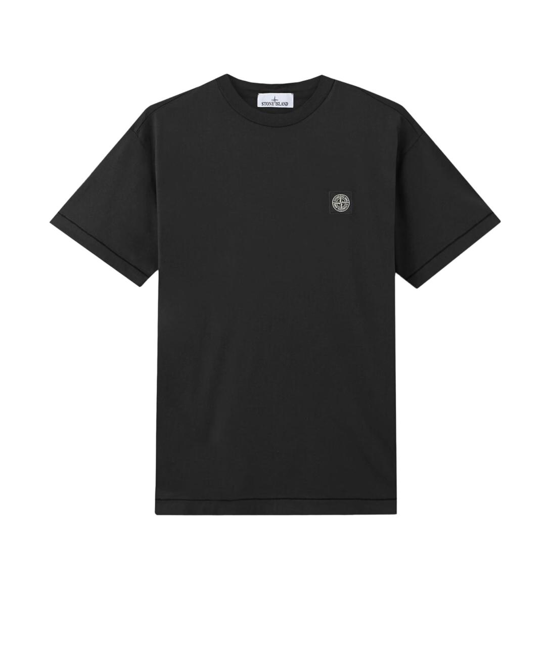 STONE ISLAND Черная хлопковая футболка, фото 2