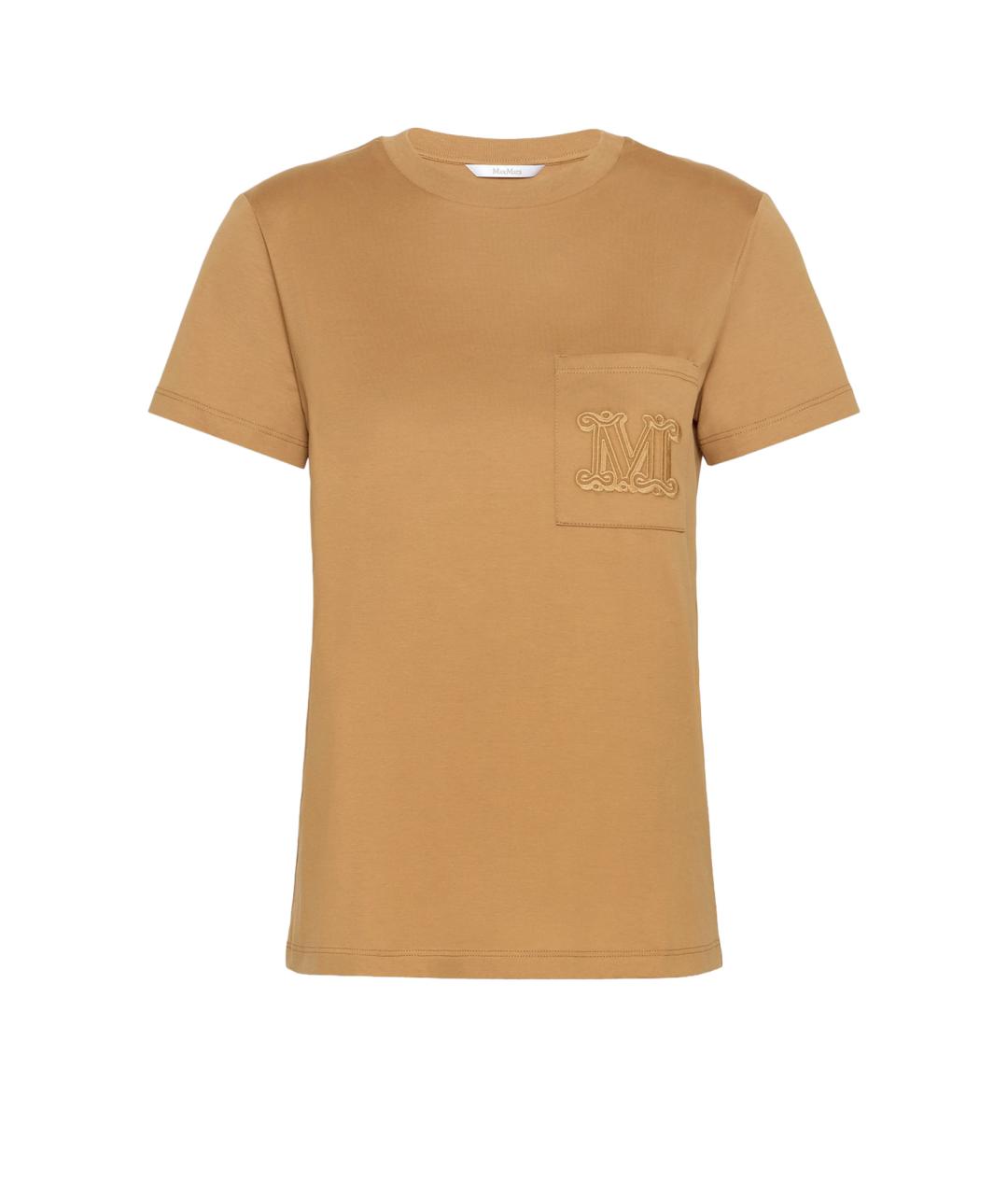 MAX MARA Бежевая хлопковая футболка, фото 1