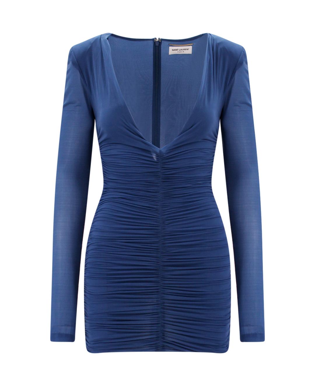 SAINT LAURENT Синее вискозное коктейльное платье, фото 1