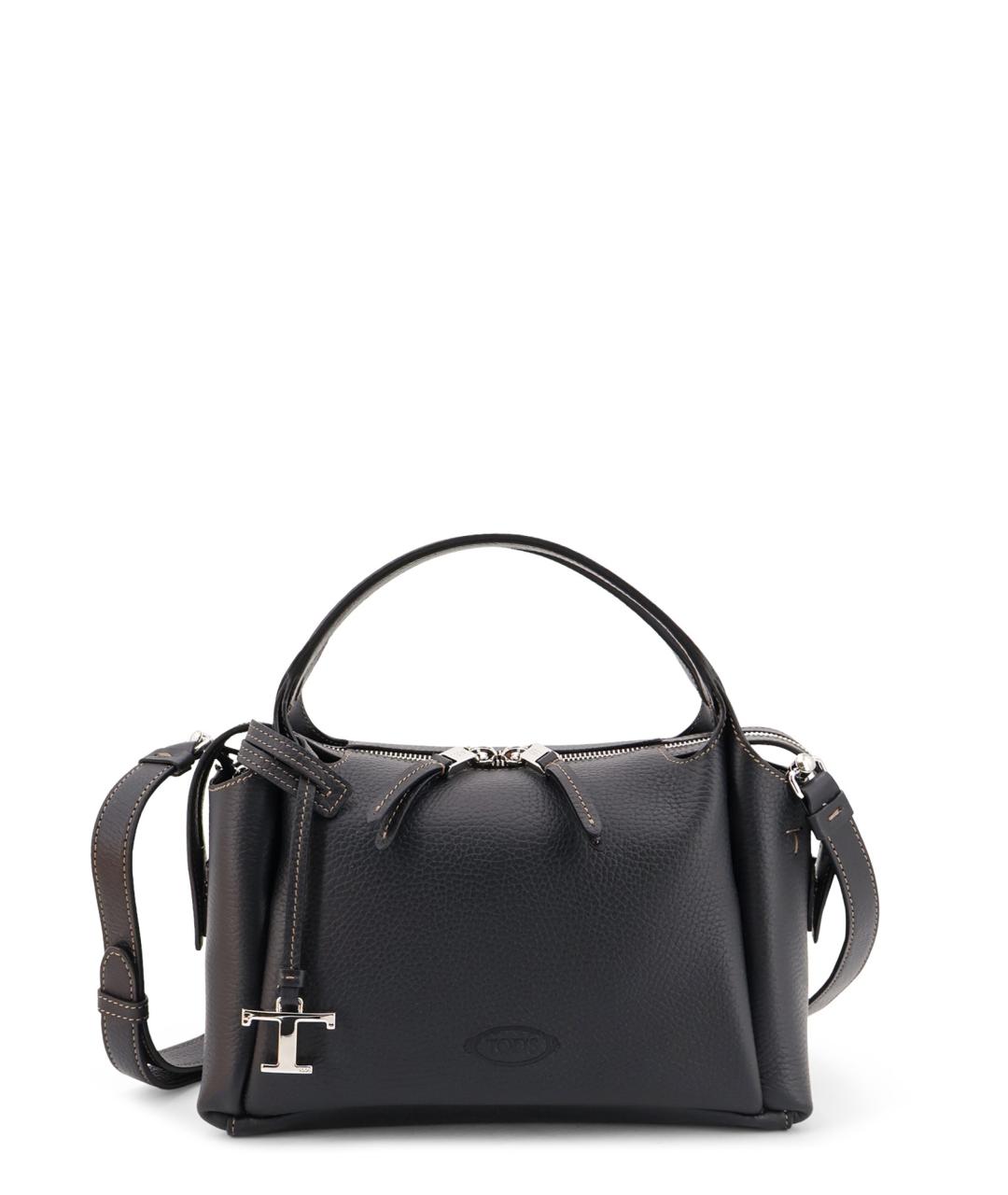 TOD'S Черная кожаная сумка тоут, фото 1