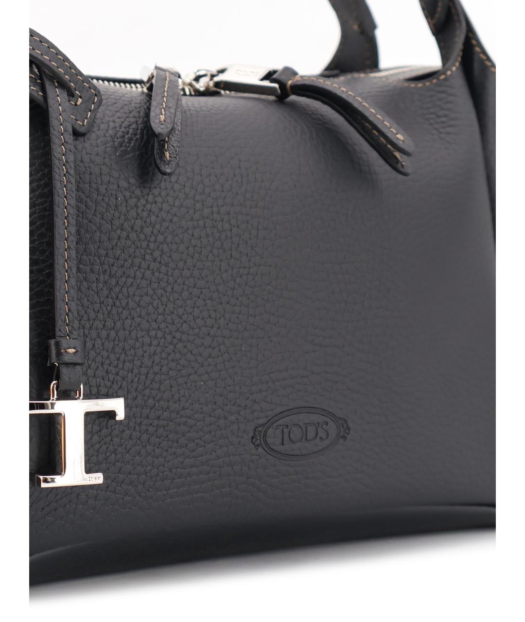 TOD'S Черная кожаная сумка тоут, фото 5