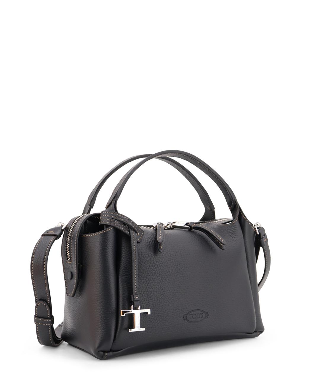 TOD'S Черная кожаная сумка тоут, фото 3
