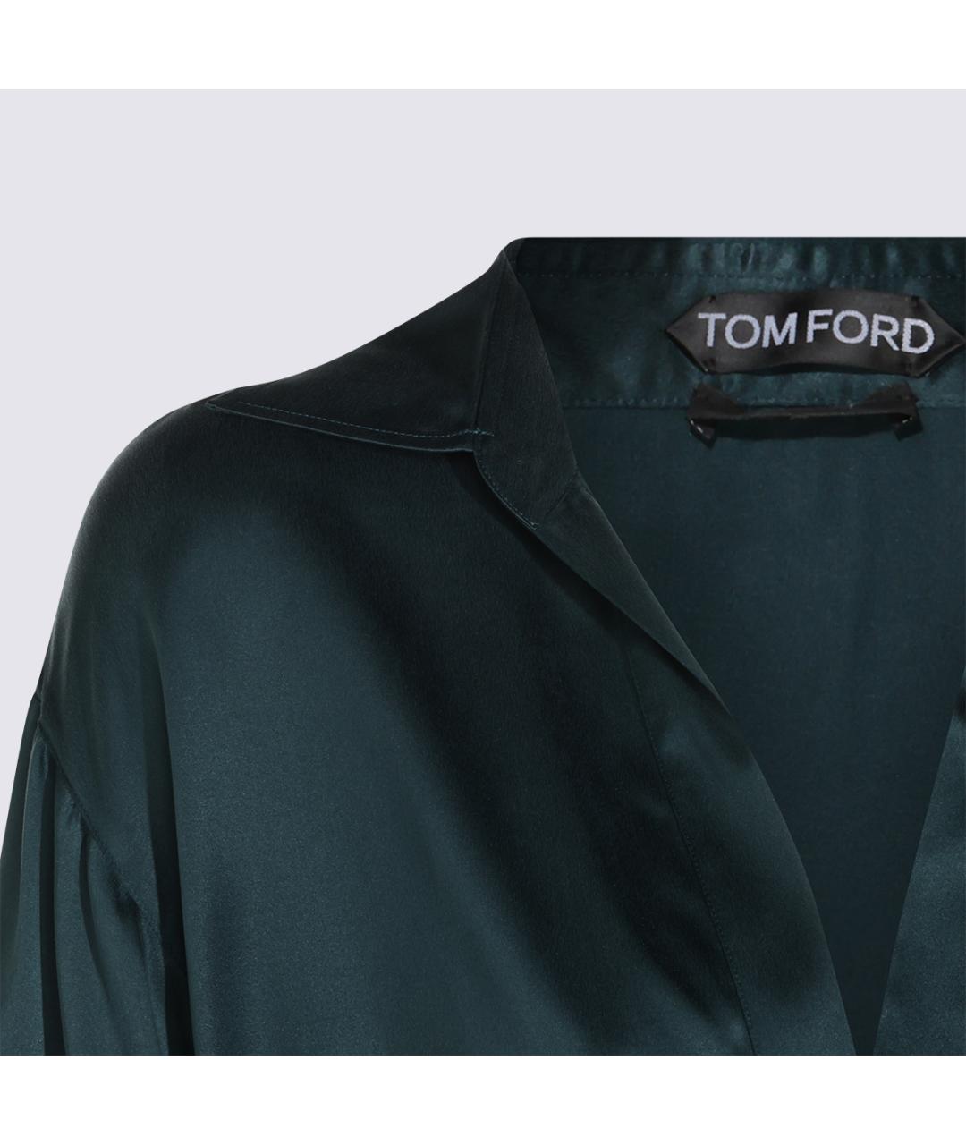 TOM FORD Зеленая шелковая блузы, фото 3