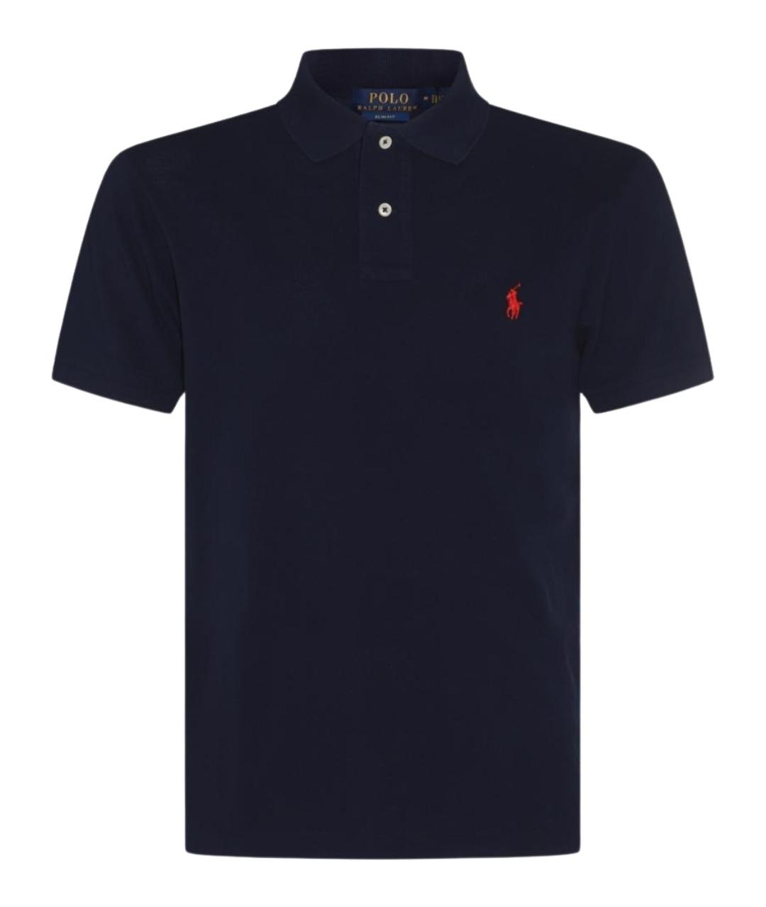 POLO RALPH LAUREN Темно-синее хлопковое поло с коротким рукавом, фото 1