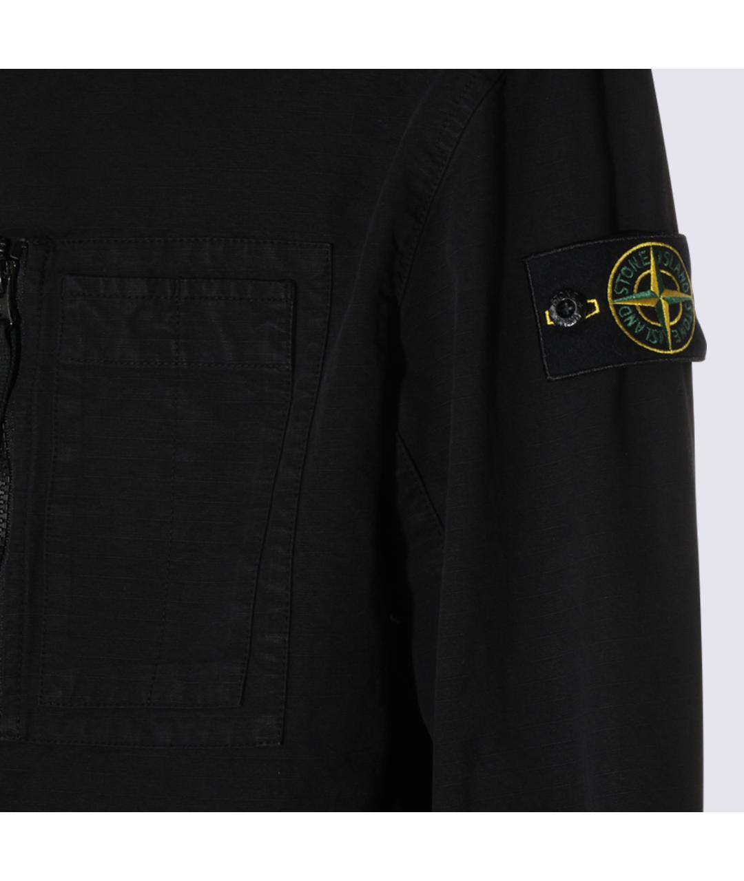 STONE ISLAND Черная хлопковая куртка, фото 3