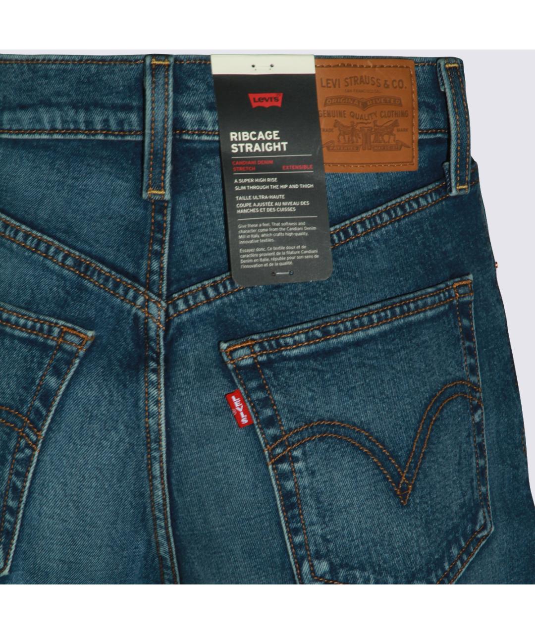 LEVI'S Синие хлопковые прямые джинсы, фото 4