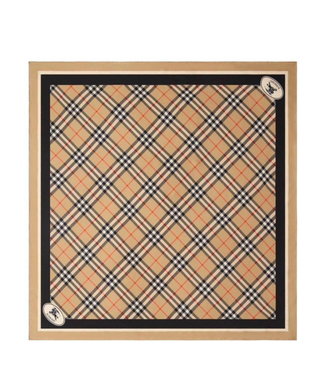 BURBERRY Бежевый шелковый шарф, фото 1