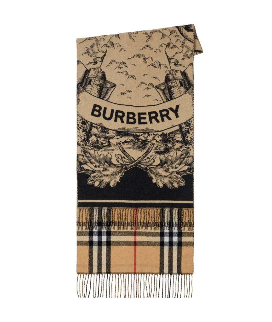 BURBERRY Бежевый кашемировый шарф, фото 3