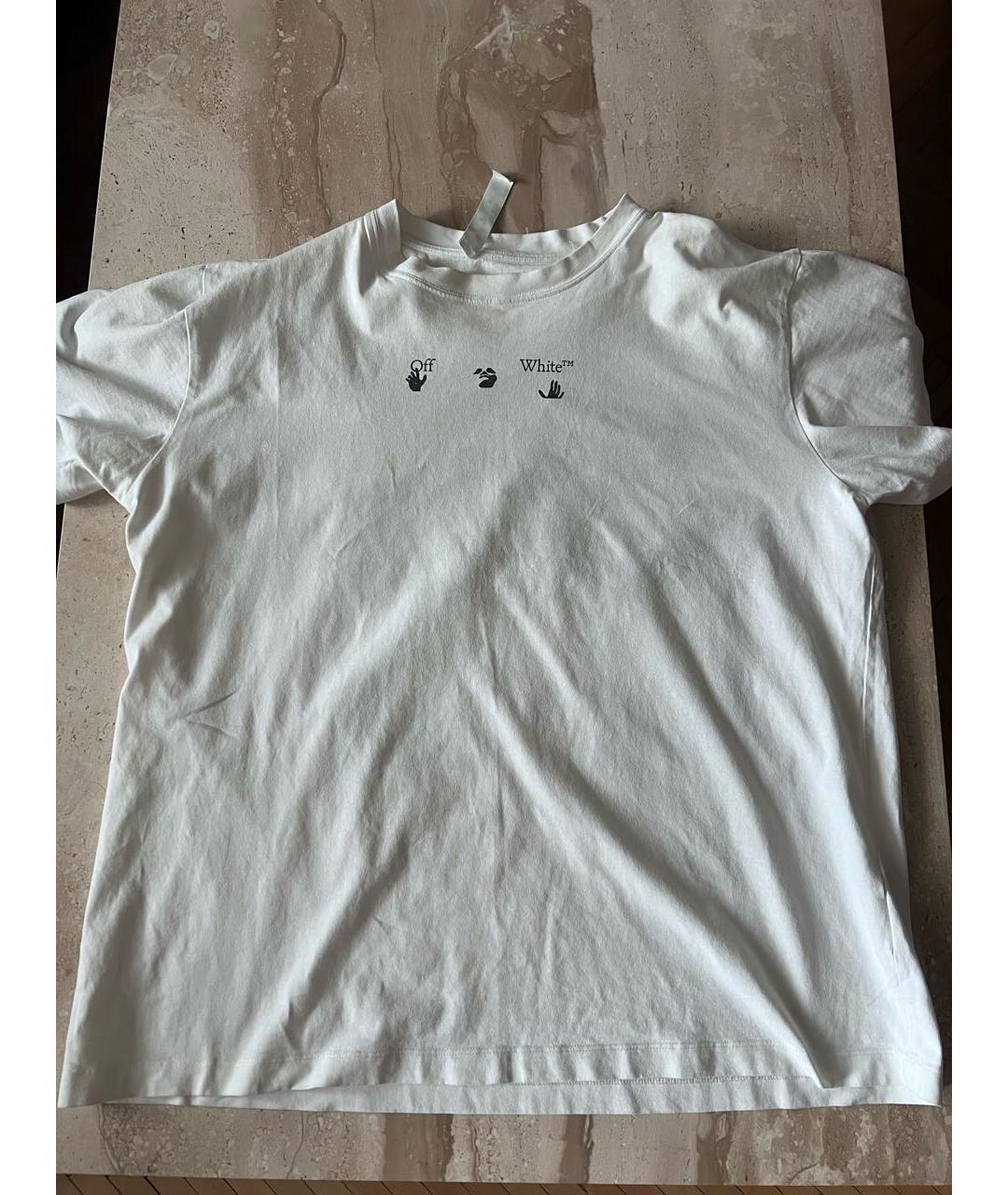 OFF-WHITE Белая хлопковая футболка, фото 5
