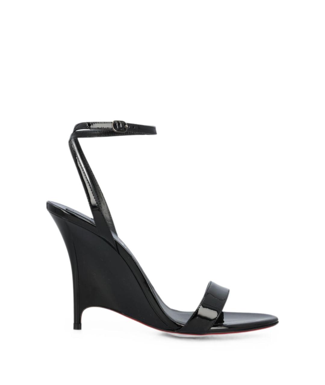 CHRISTIAN LOUBOUTIN Черные кожаные босоножки, фото 1