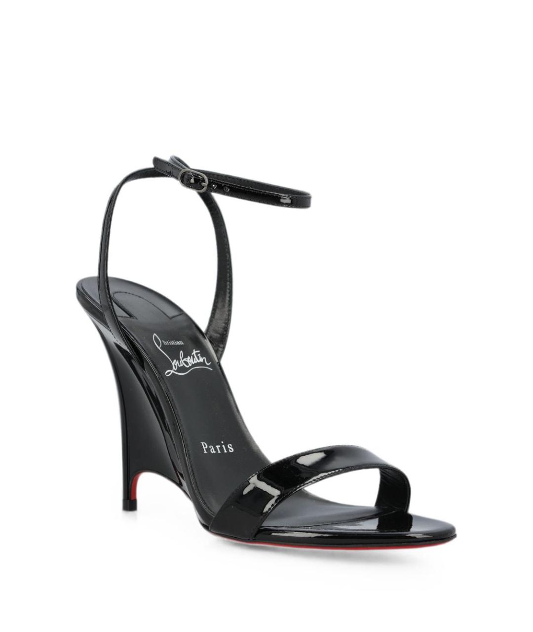CHRISTIAN LOUBOUTIN Черные кожаные босоножки, фото 4