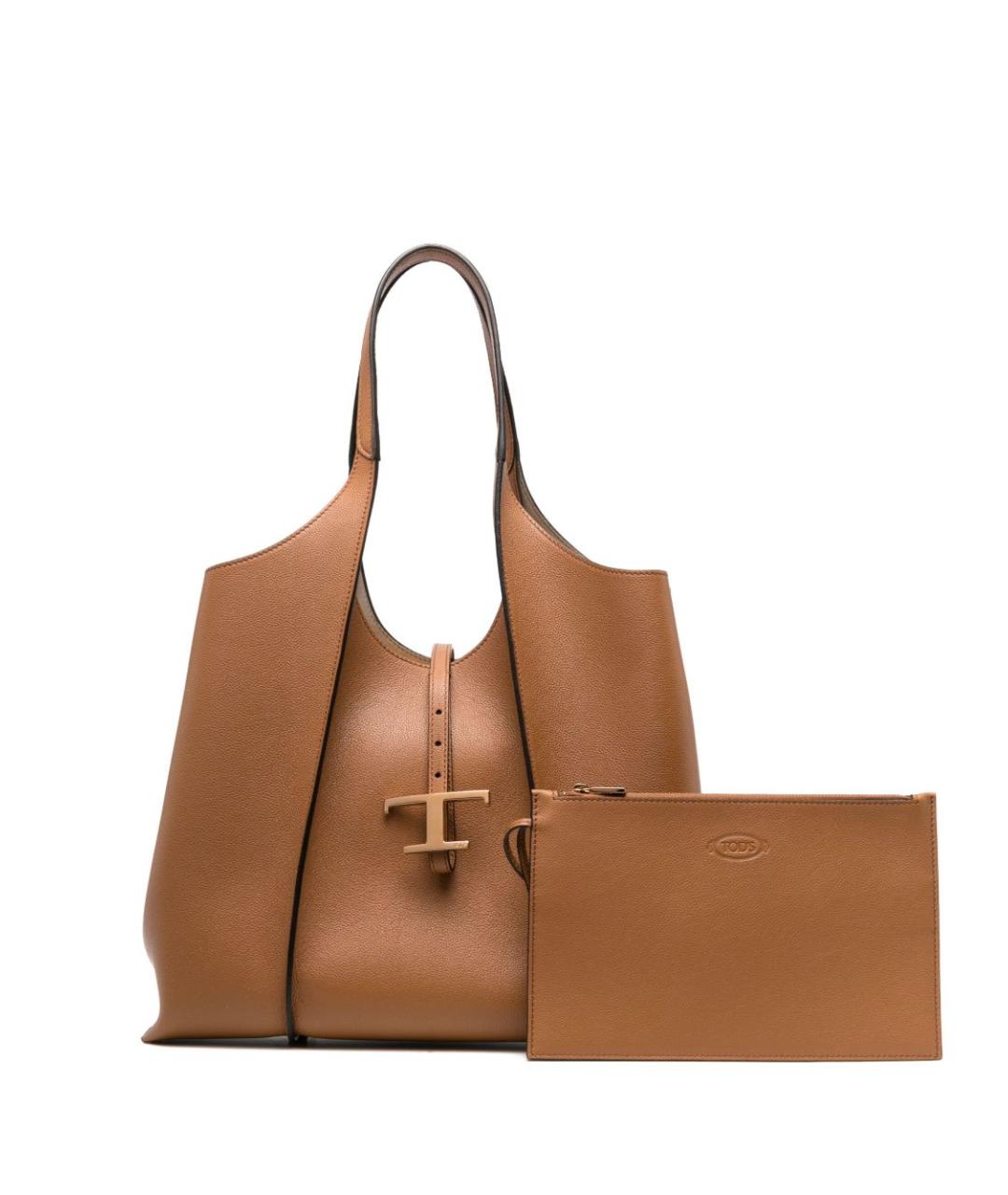 TOD'S Коричневая кожаная сумка тоут, фото 1