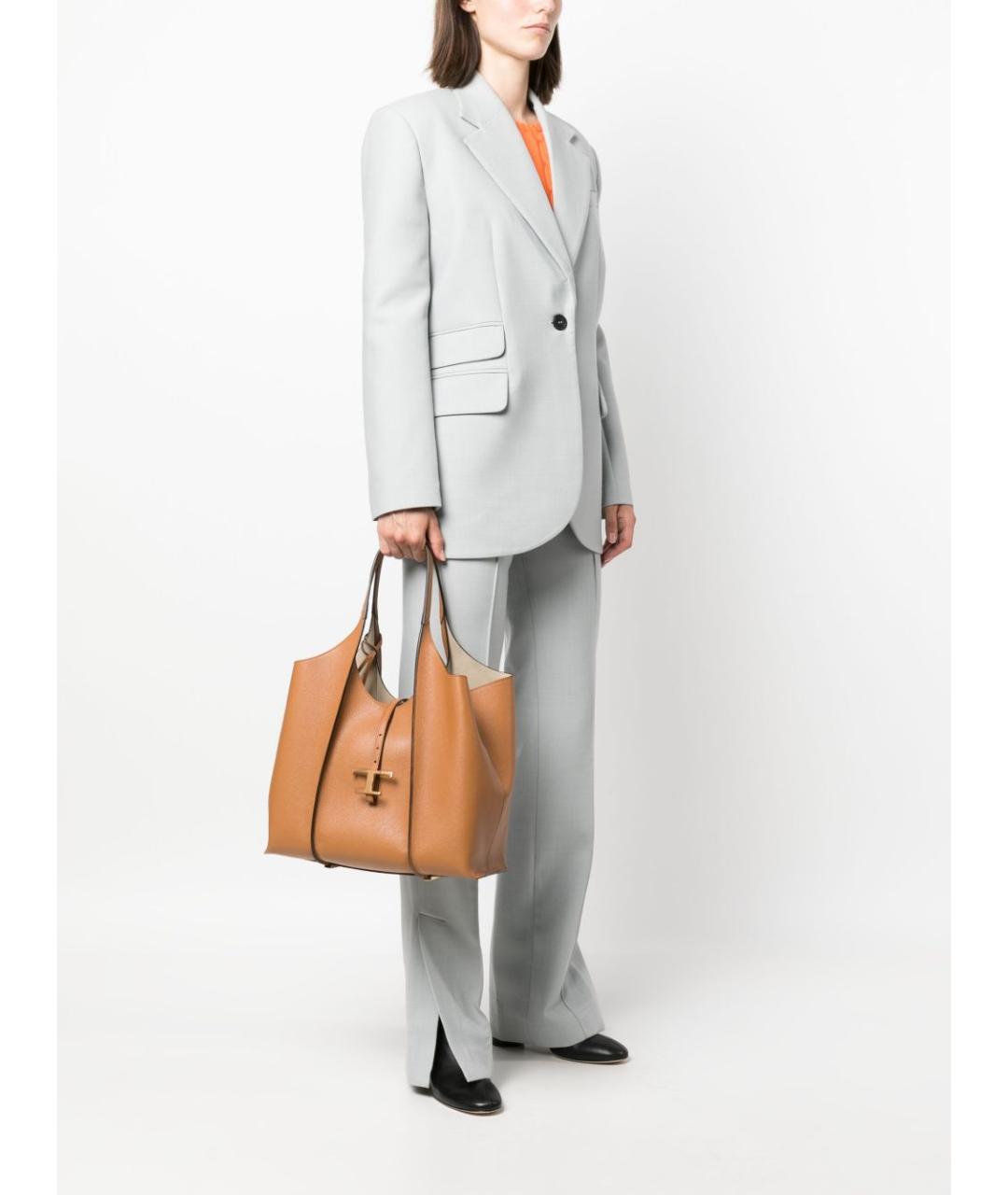TOD'S Коричневая кожаная сумка тоут, фото 3