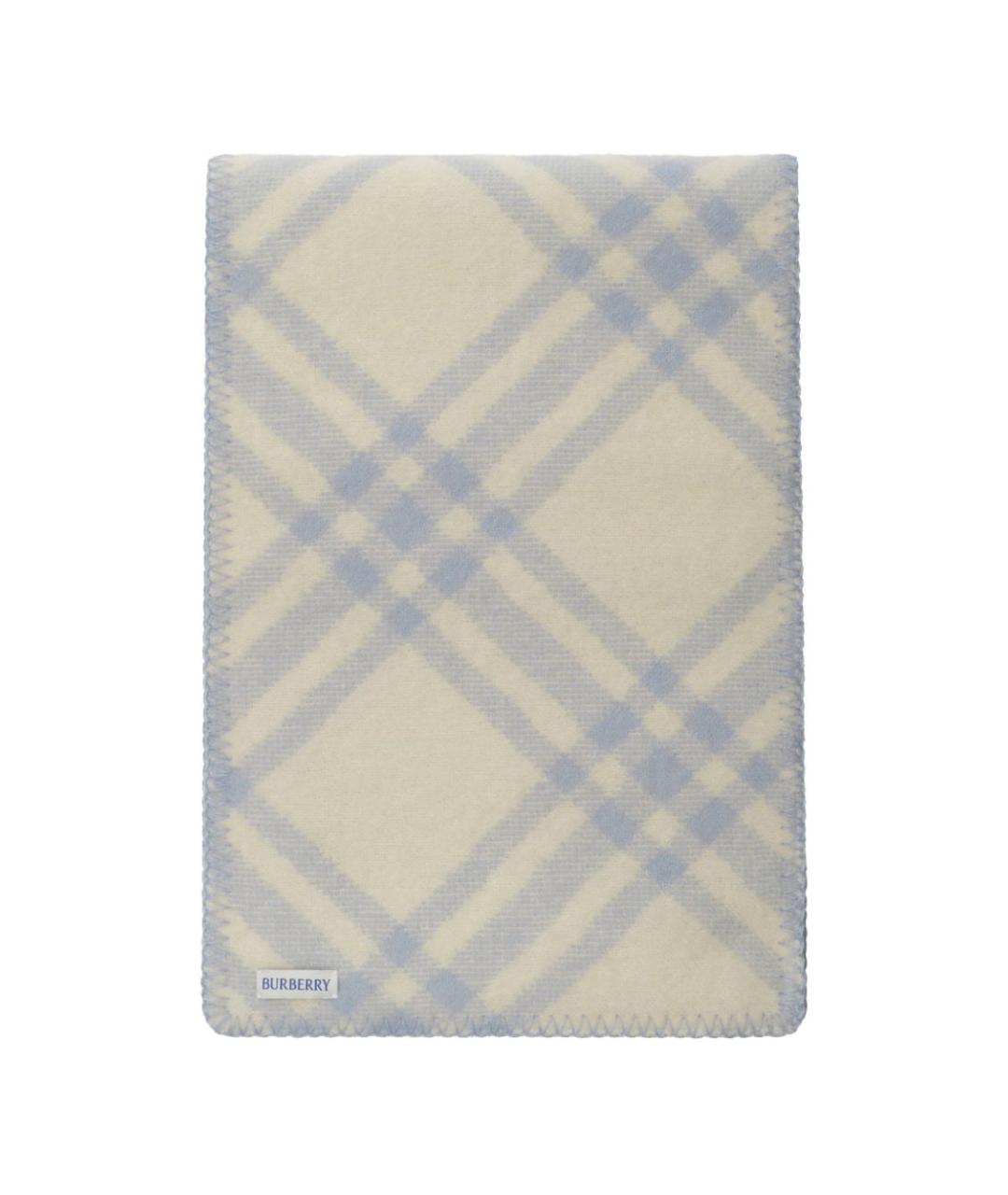 BURBERRY Голубой шерстяной шарф, фото 3