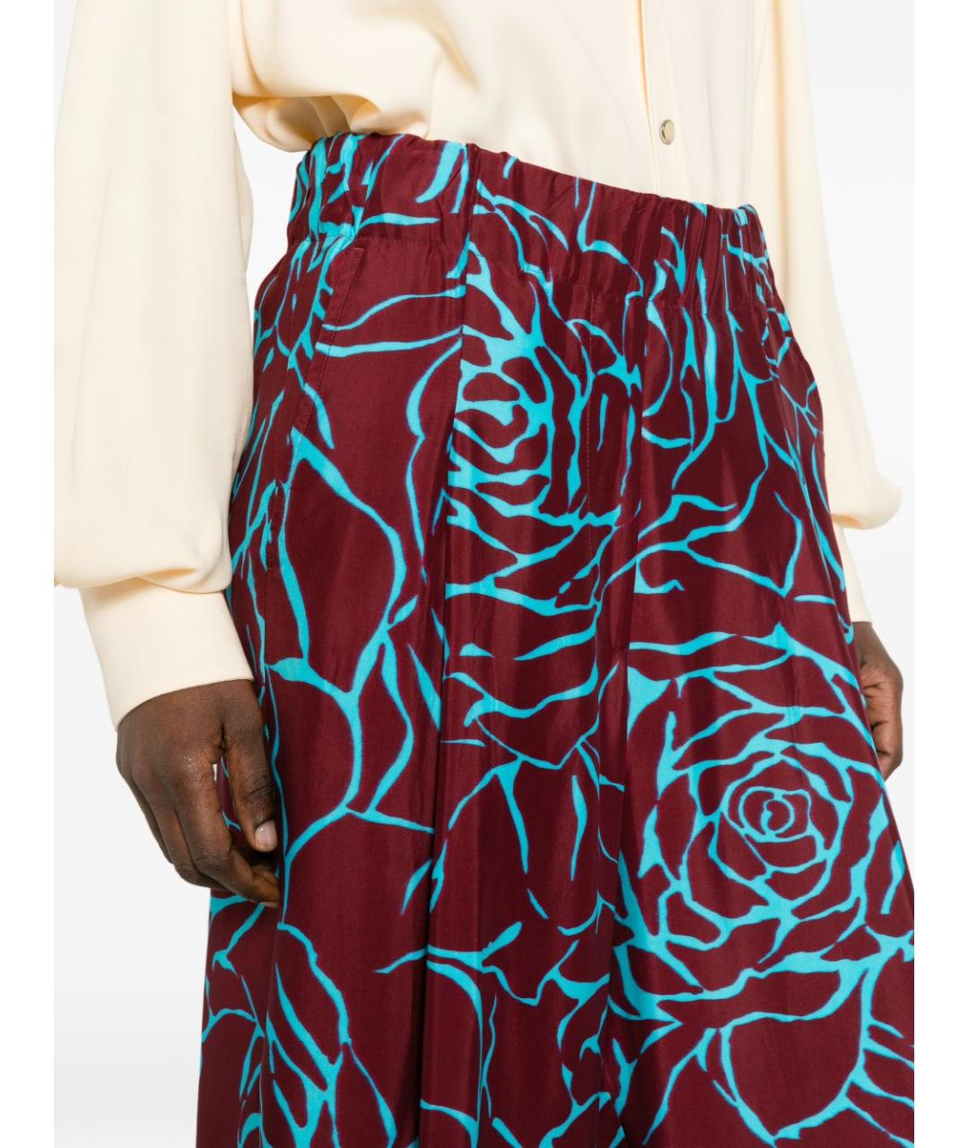 DRIES VAN NOTEN Бордовые вискозные прямые брюки, фото 2