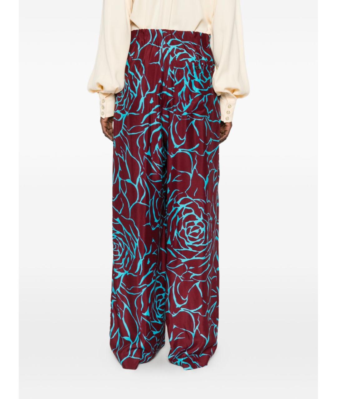 DRIES VAN NOTEN Бордовые вискозные прямые брюки, фото 5