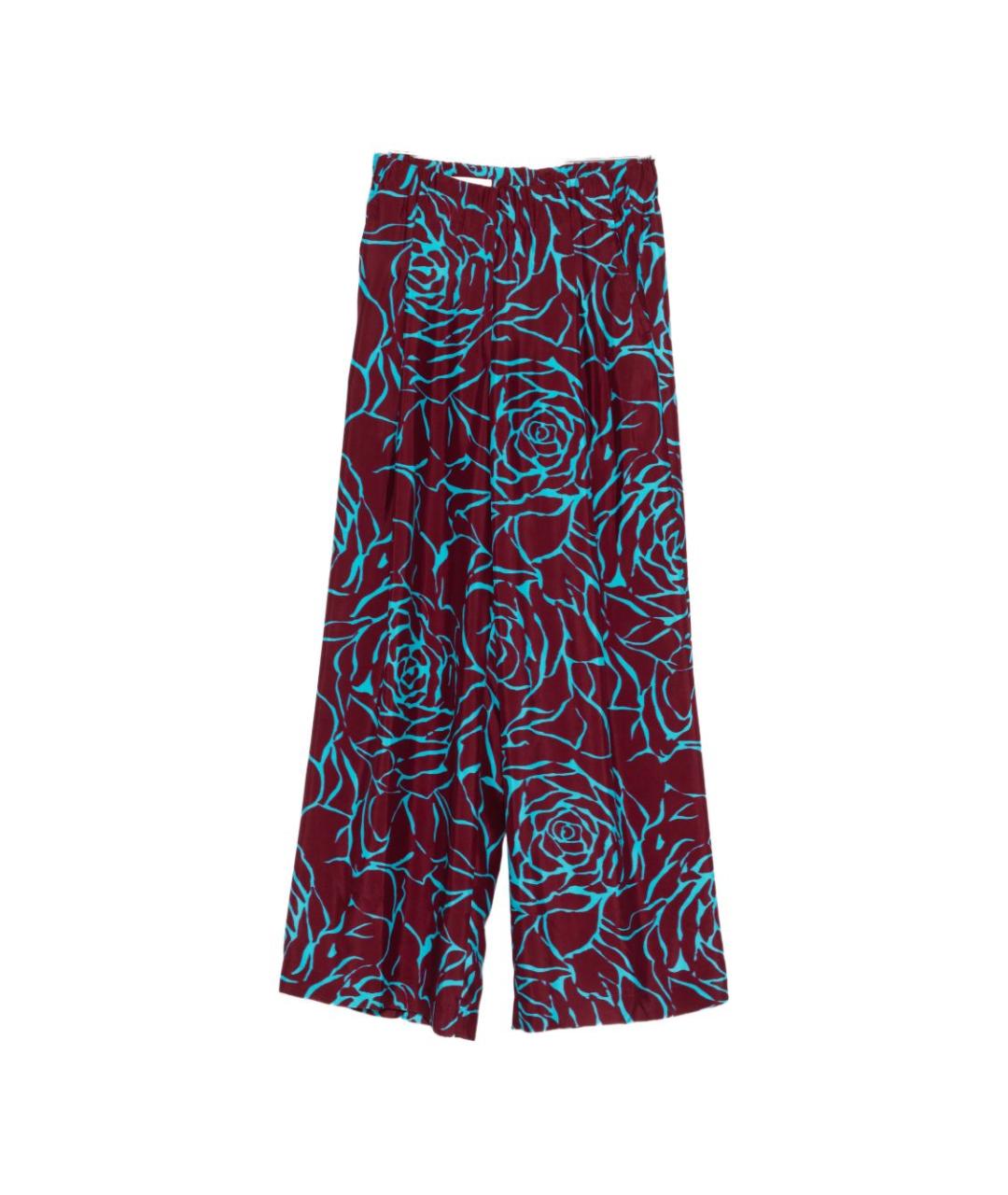 DRIES VAN NOTEN Бордовые вискозные прямые брюки, фото 1