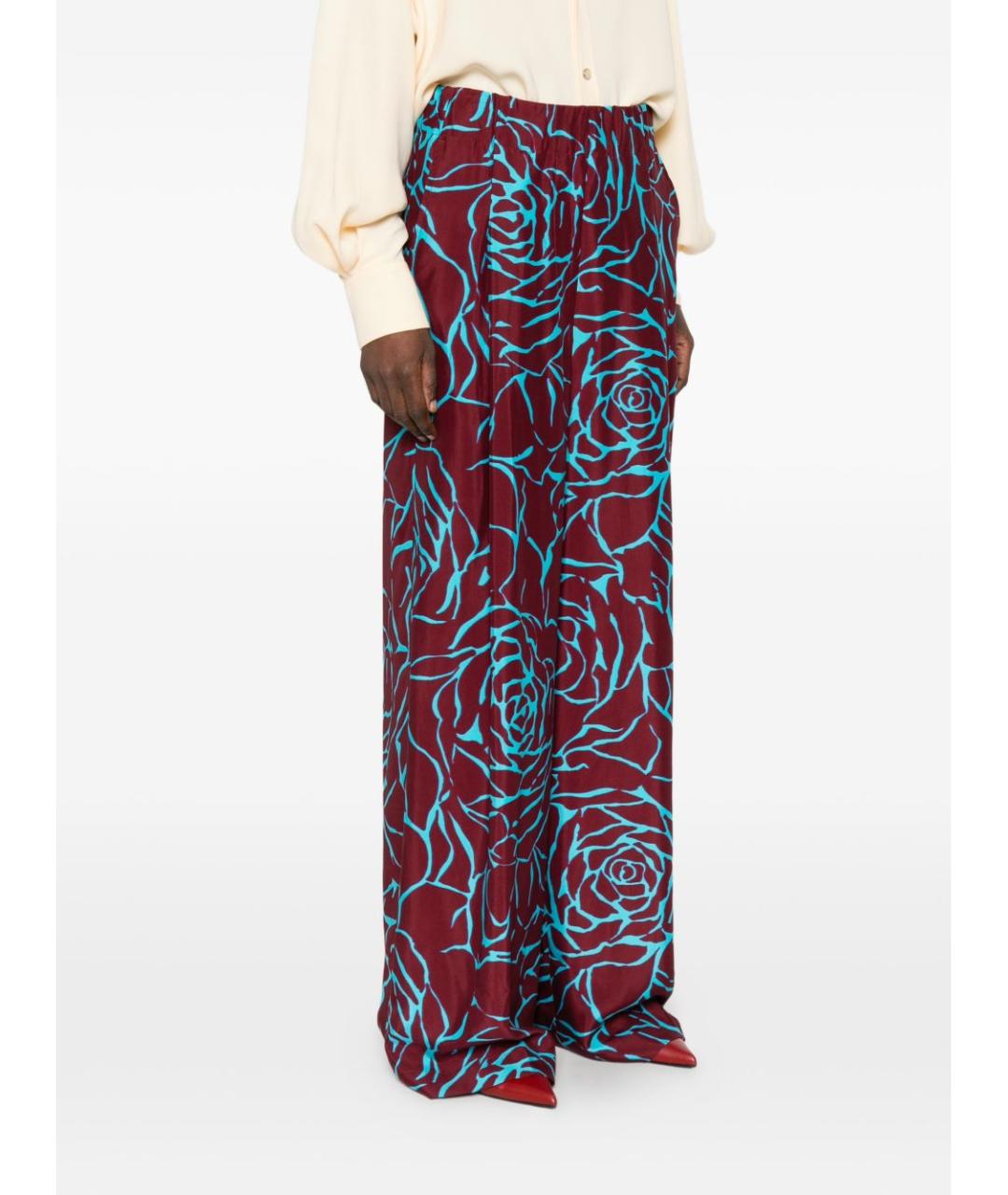DRIES VAN NOTEN Бордовые вискозные прямые брюки, фото 3