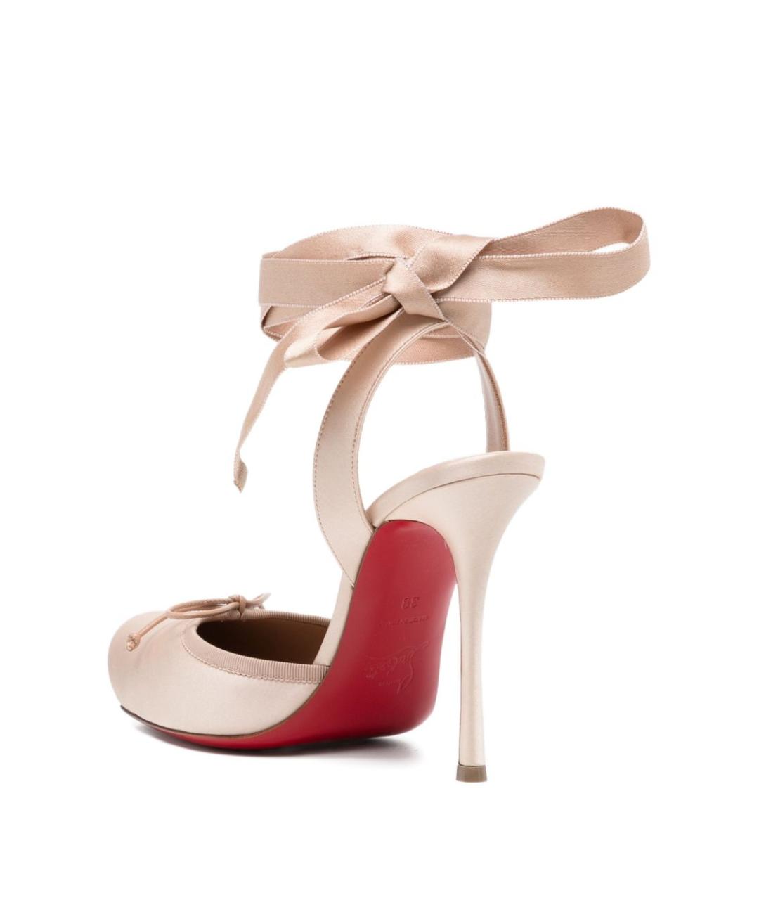 CHRISTIAN LOUBOUTIN Бежевые текстильные туфли, фото 3