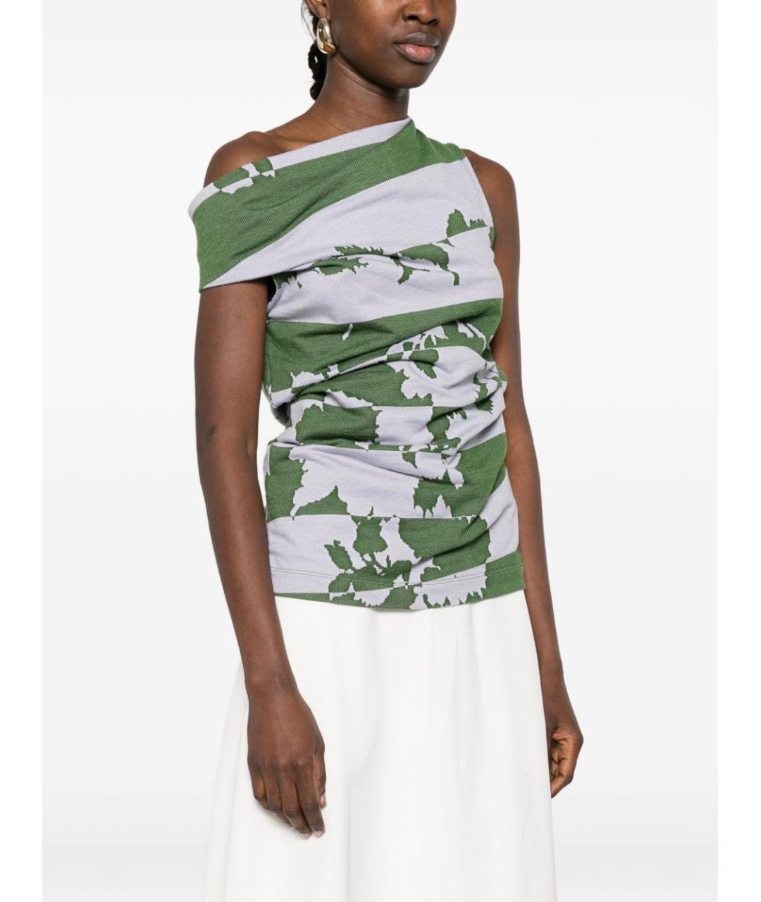 DRIES VAN NOTEN Зеленая хлопковая футболка, фото 2