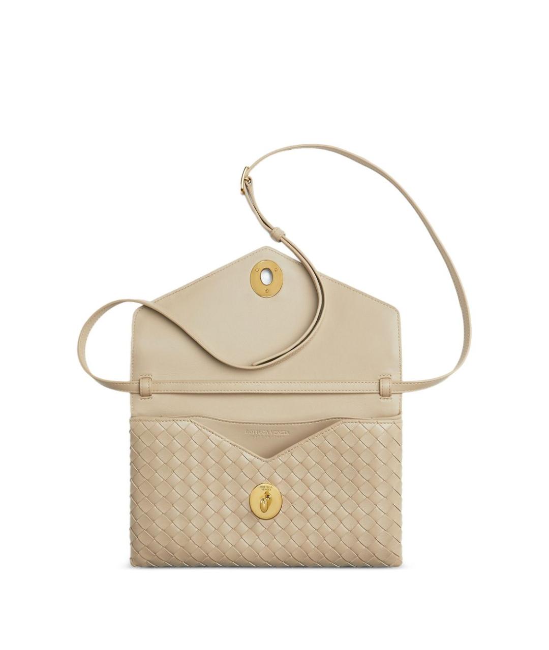 BOTTEGA VENETA Бежевая кожаная сумка через плечо, фото 4