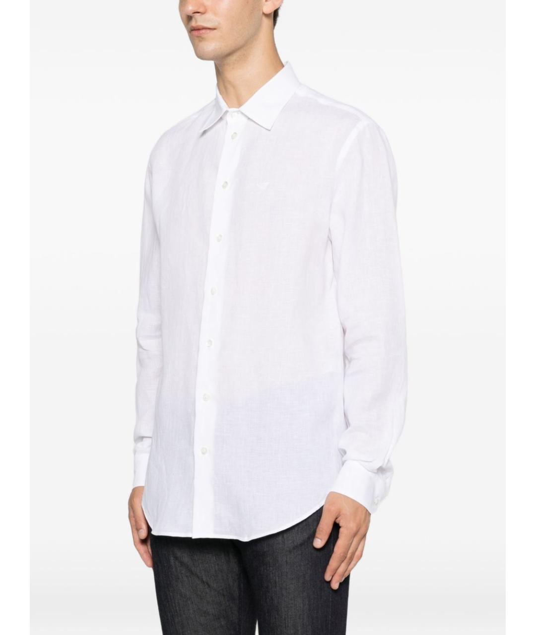 EMPORIO ARMANI Белая хлопковая классическая рубашка, фото 4