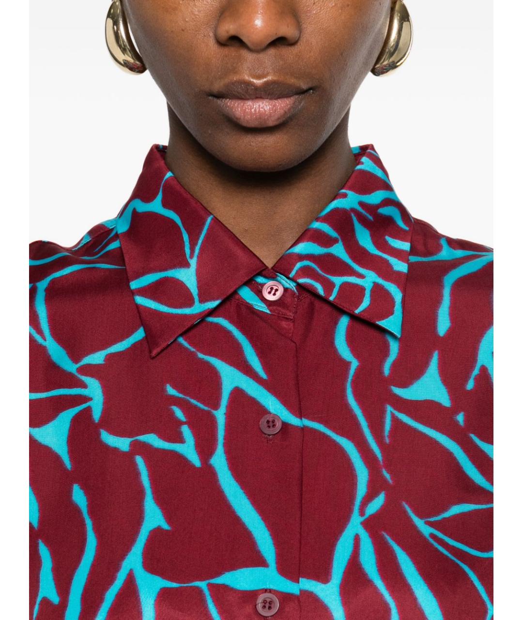 DRIES VAN NOTEN Бордовая вискозная рубашка, фото 5