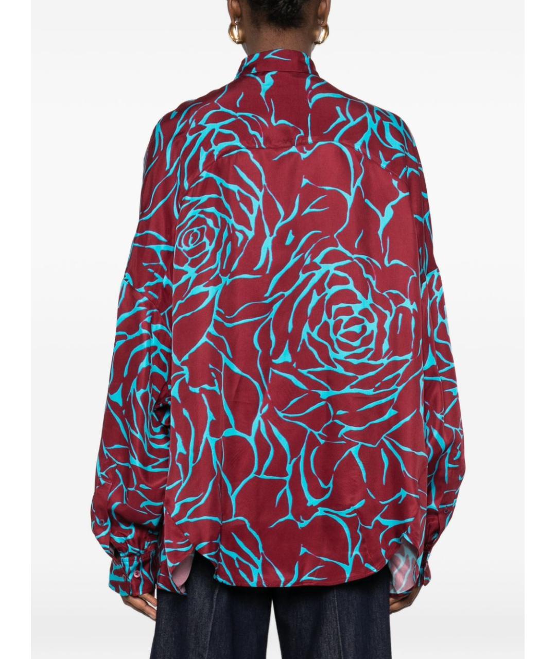 DRIES VAN NOTEN Бордовая вискозная рубашка, фото 4