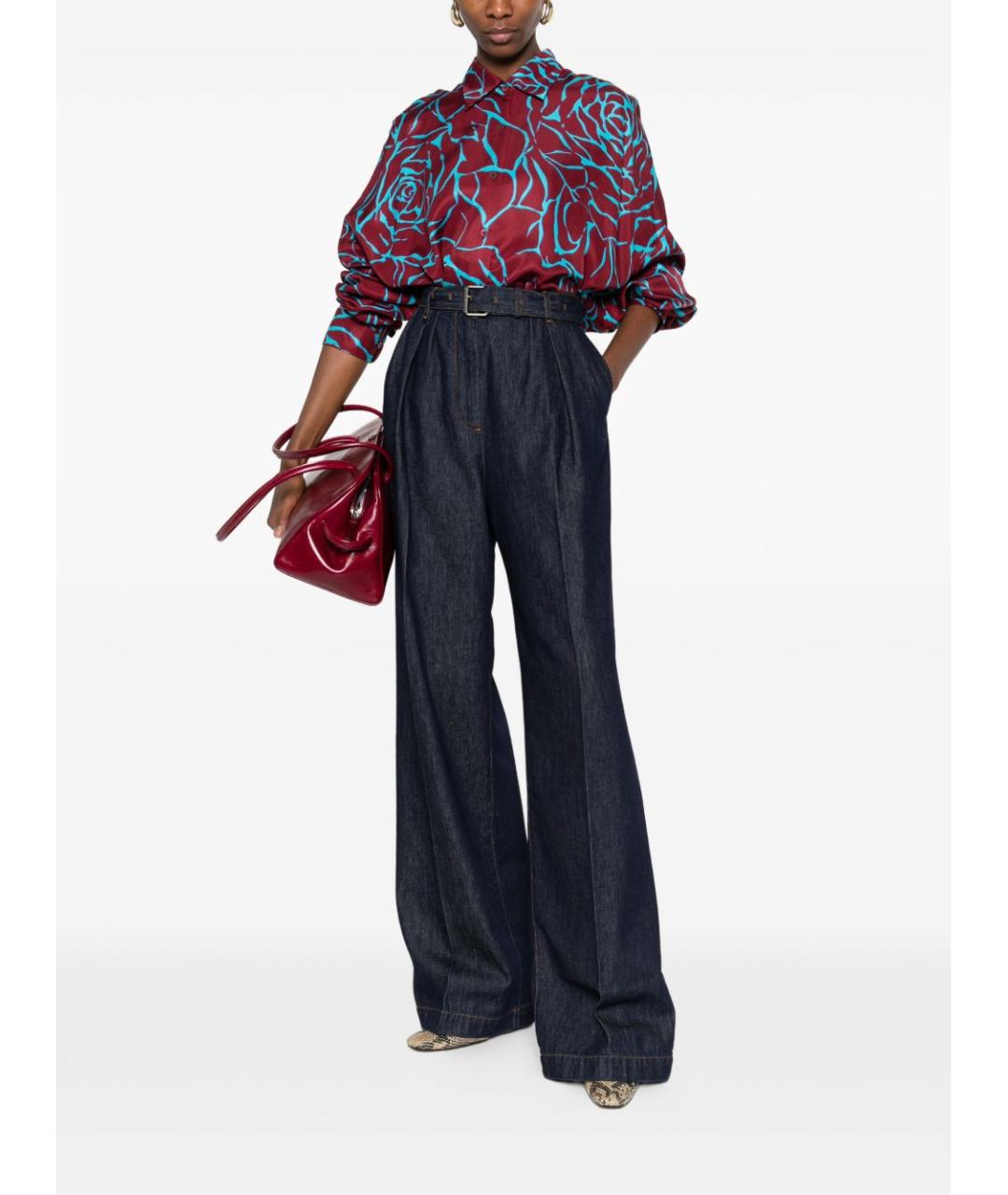 DRIES VAN NOTEN Бордовая вискозная рубашка, фото 2