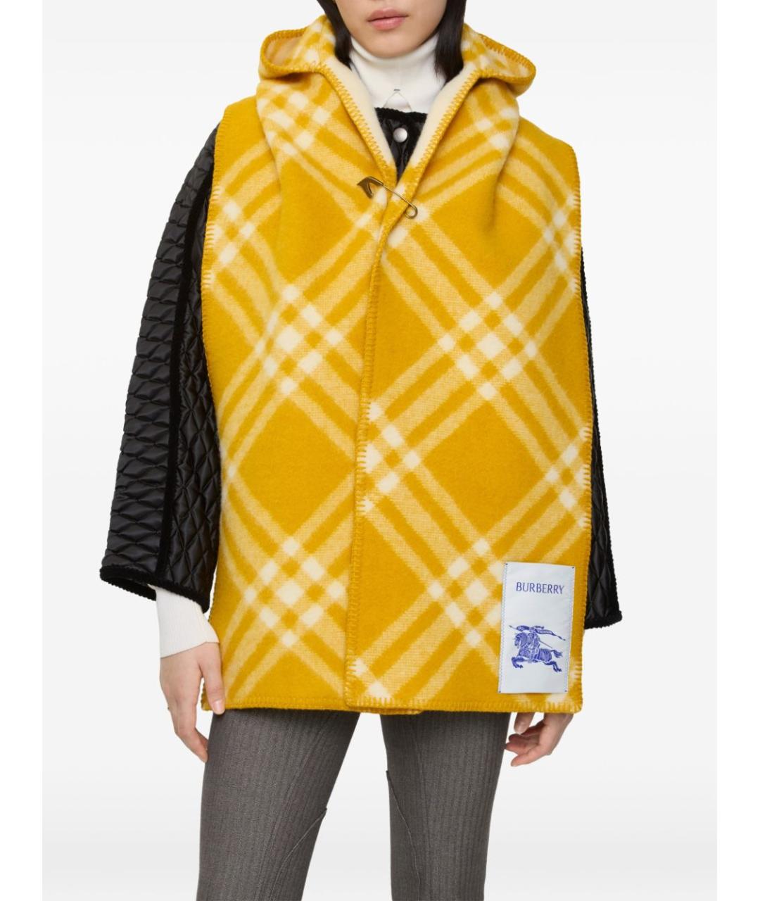 BURBERRY Желтый шерстяной шарф, фото 3