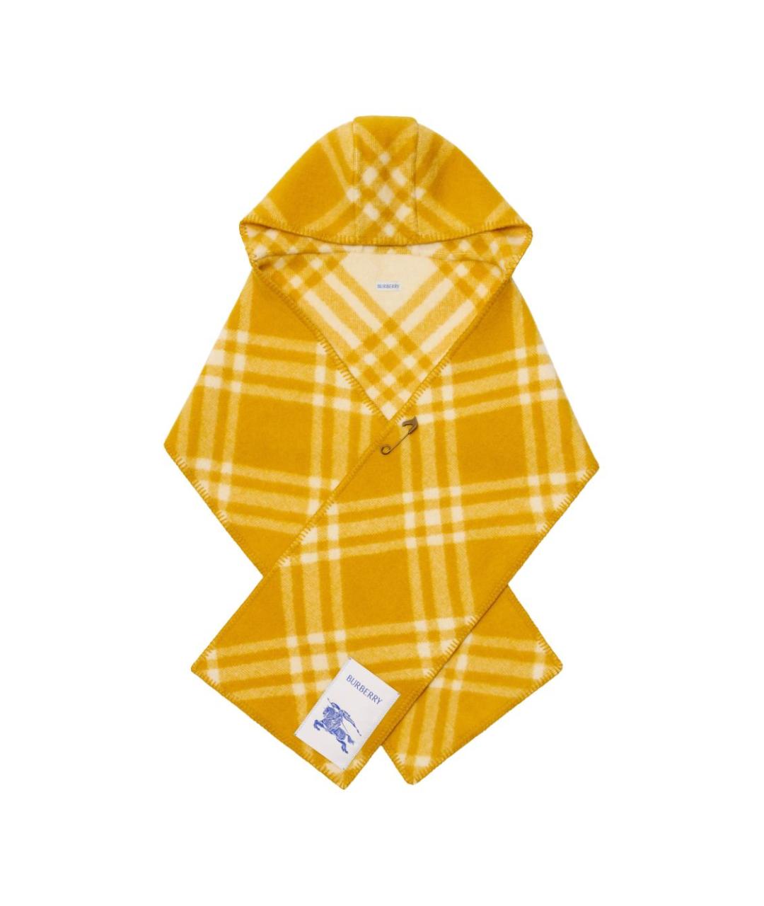 BURBERRY Желтый шерстяной шарф, фото 1