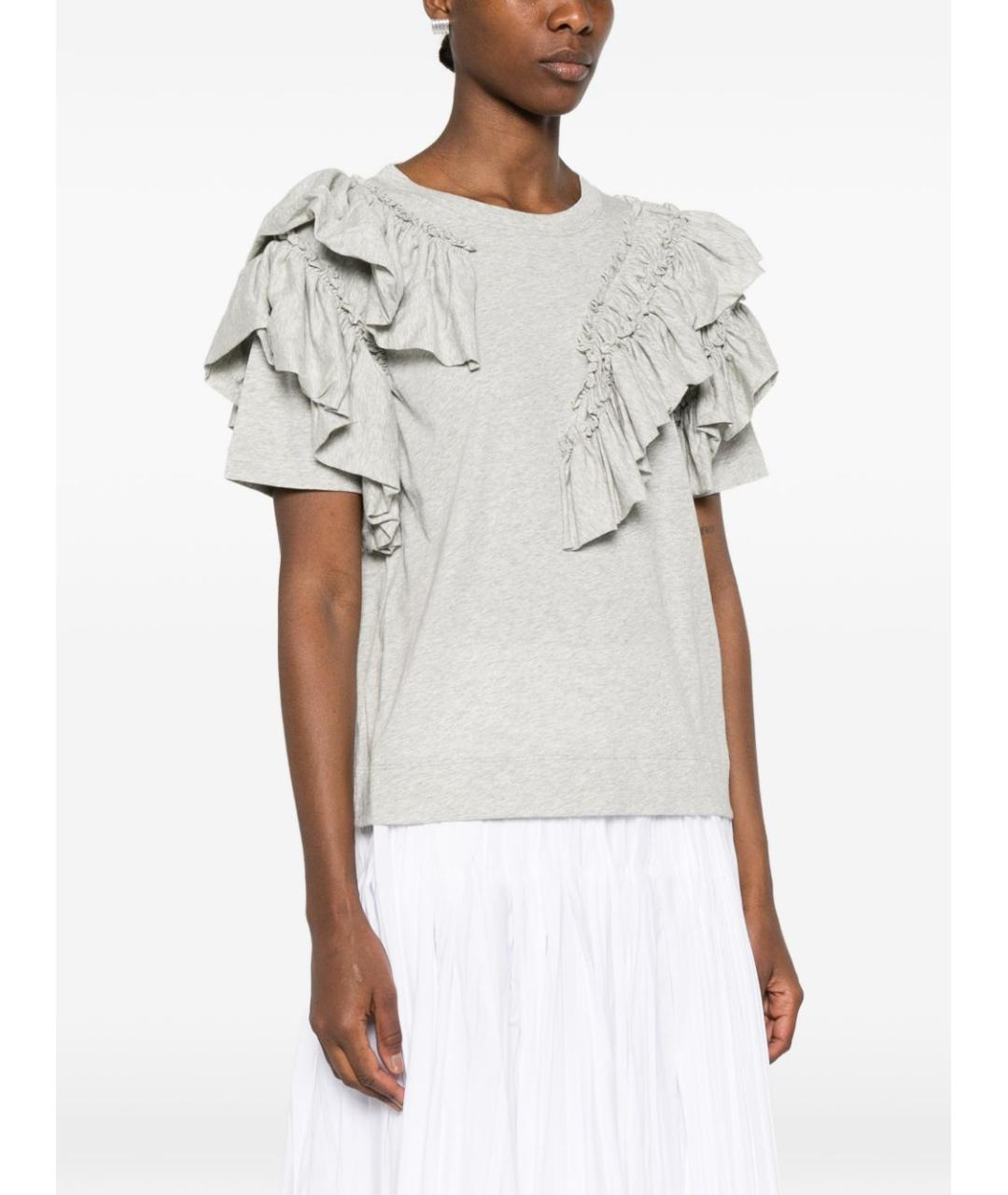 DRIES VAN NOTEN Серая хлопковая футболка, фото 4