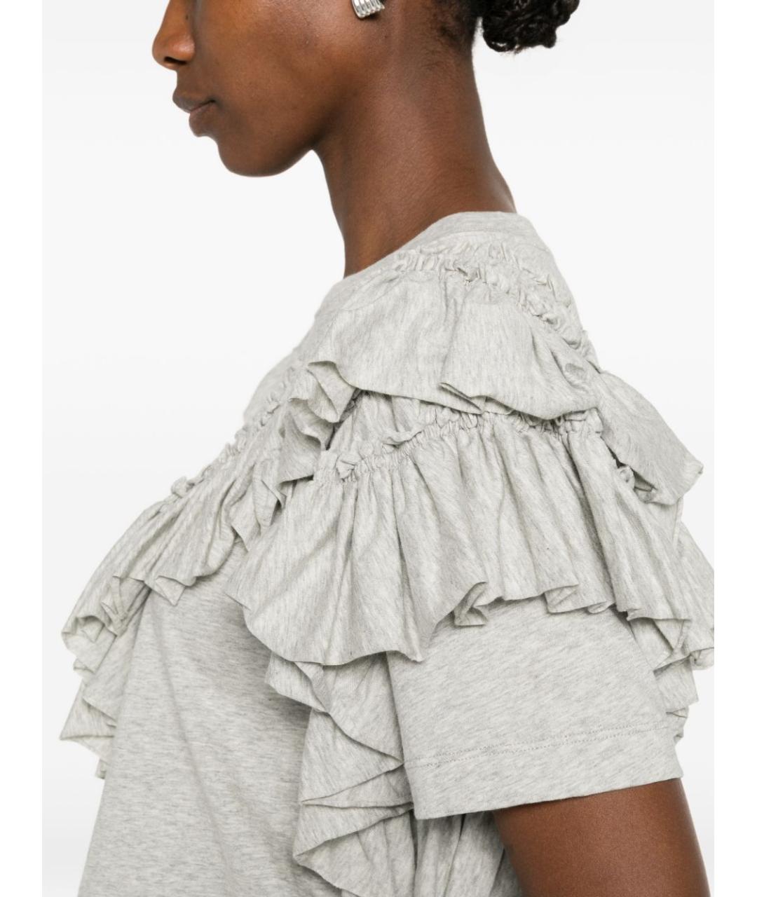 DRIES VAN NOTEN Серая хлопковая футболка, фото 5