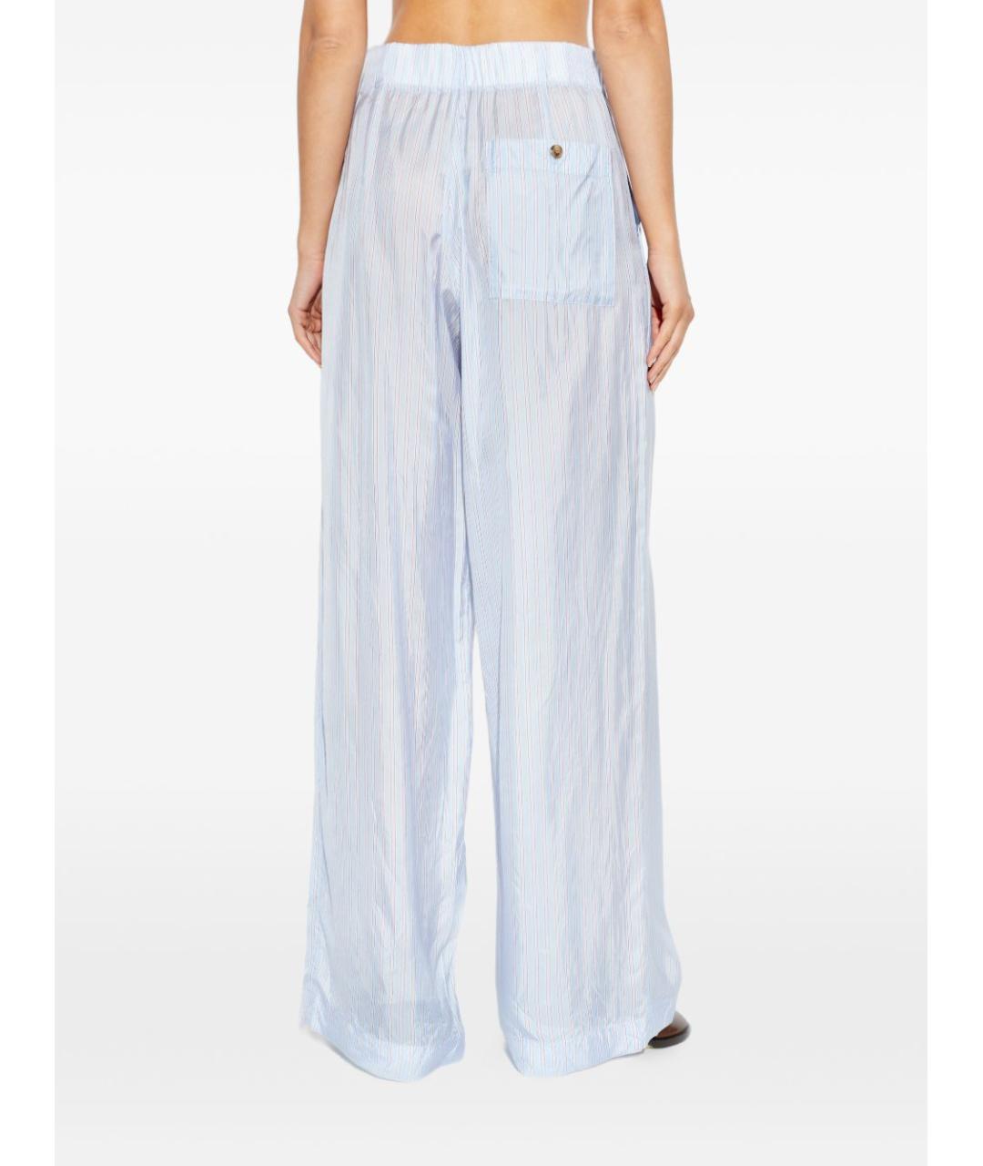 DRIES VAN NOTEN Голубые вискозные прямые брюки, фото 4